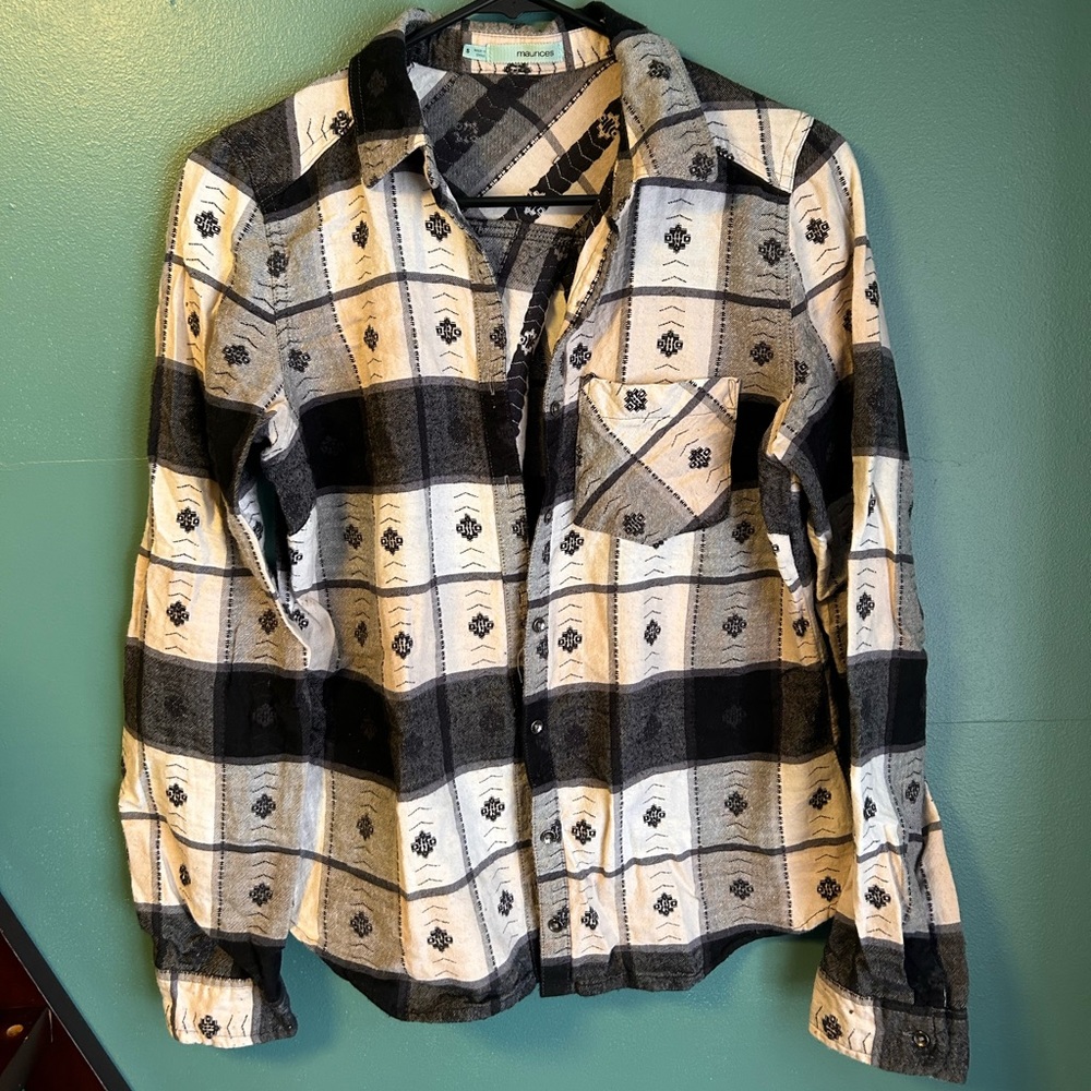 Tribal print/ southwestern print button up tee